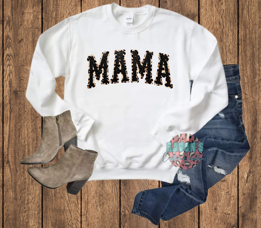Leopard and black MAMA Crewneck Sweatshirt