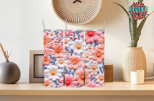 3D Pastel floral Sublimation Tumbler